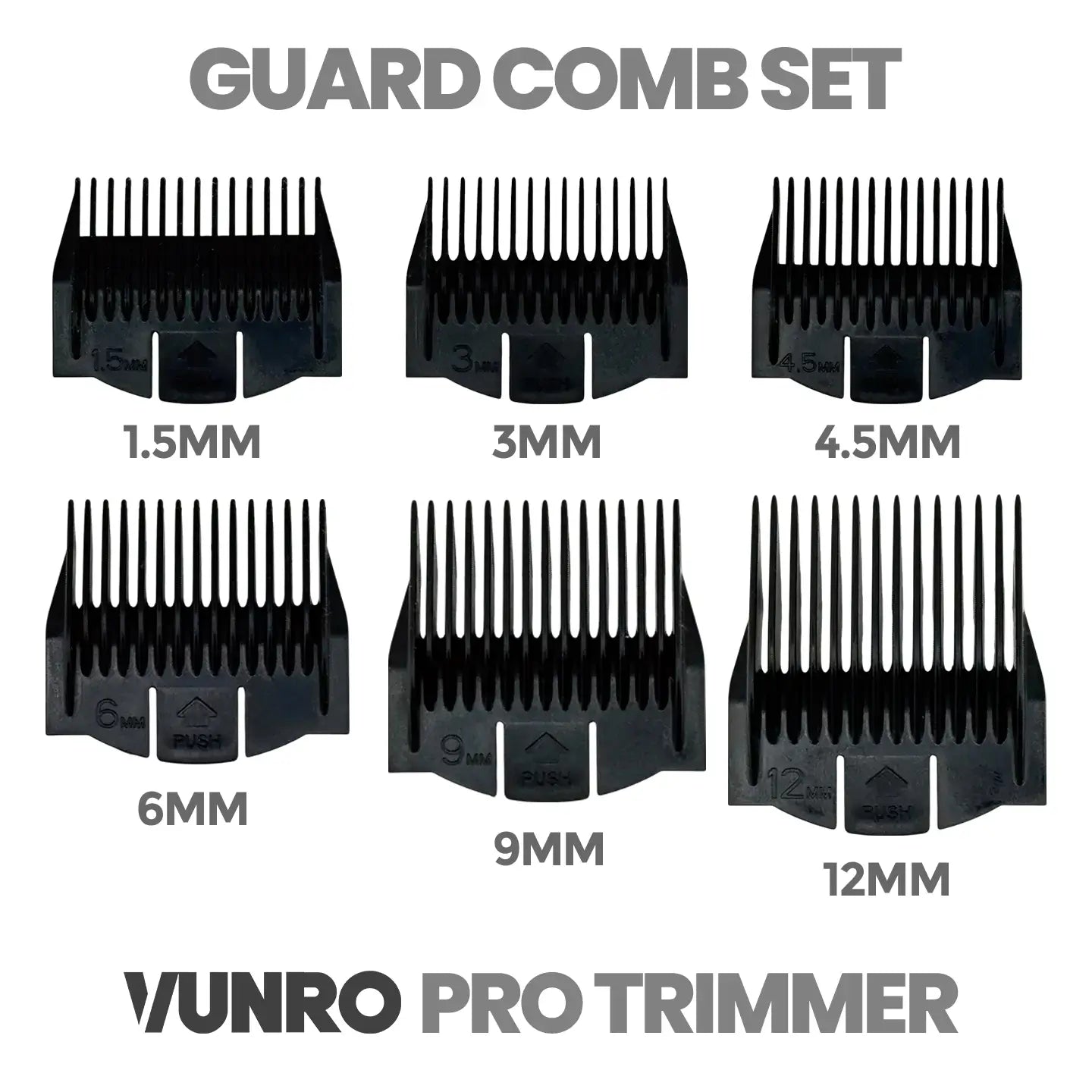 Six Piece Guard Comb Set (VUNRO PRO Trimmer) by VUNRO